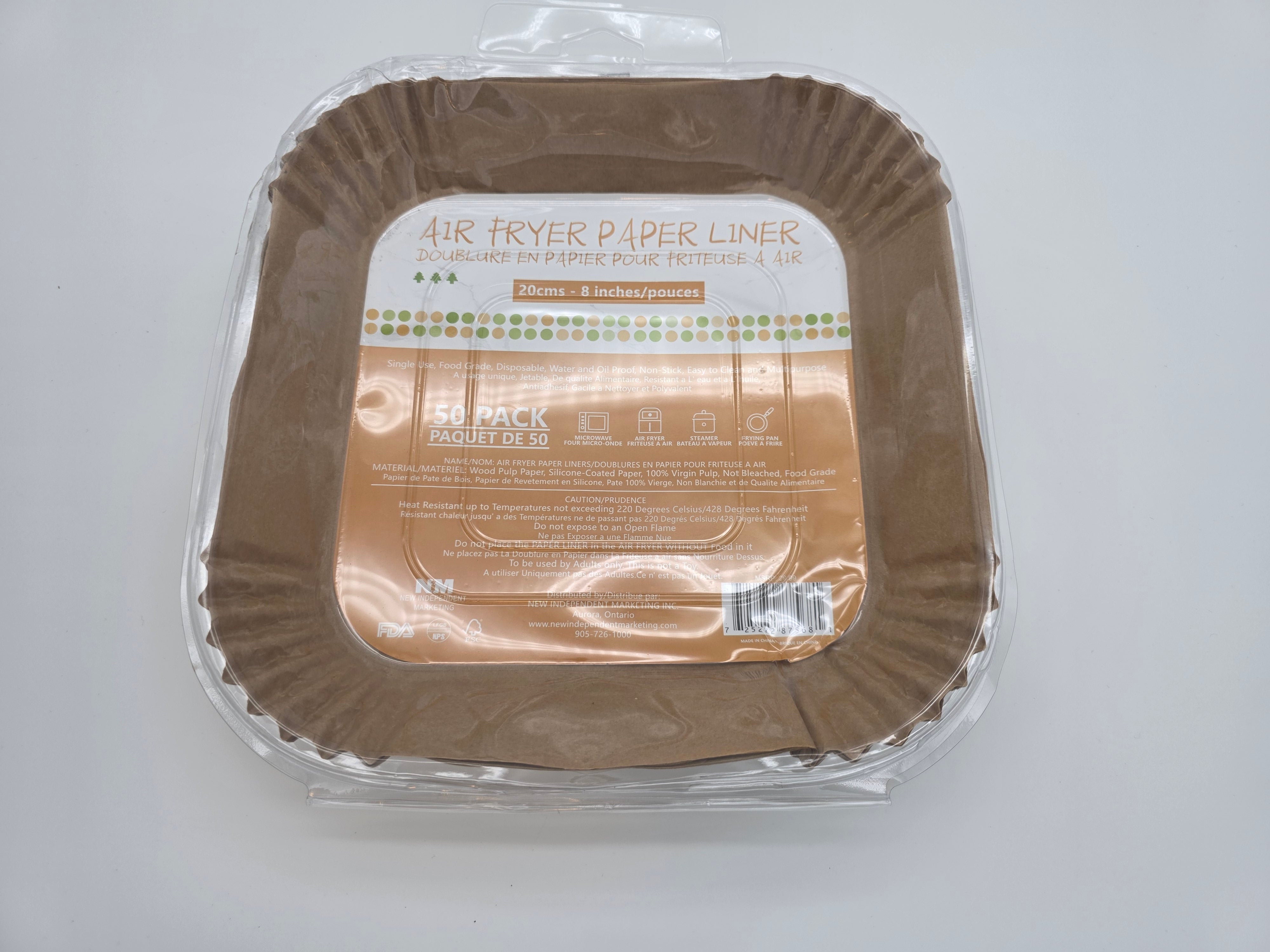 Air Fryer Paper Liners (50-Pack, 8-Inch, Square)